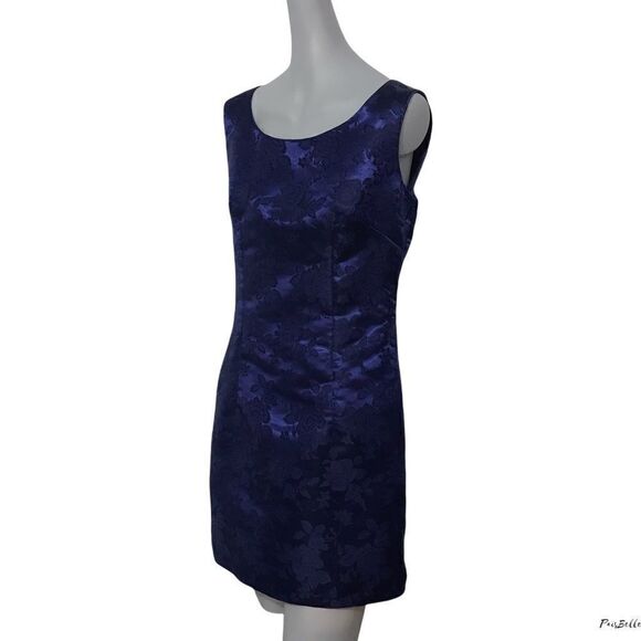 🦩 Floral Satin Sheath Dress Purple Blue Cocktail Party - Picture 1 of 11